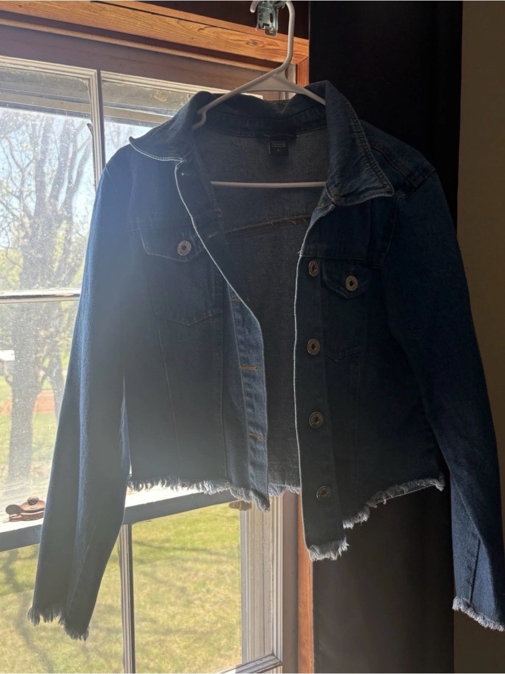 Eighty Eight Dark Blue Raw-Hem Denim Jacket